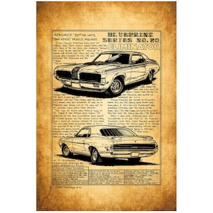 1970 Mercuru Cougar Eliminator Leinwand Poster Kunst, Cougar Muskel Auto, Größen 12 x 18 & 16 x 24, Mann Höhle Kunst, Auto Guy Kunst, Garage Kunst, Bürokunst