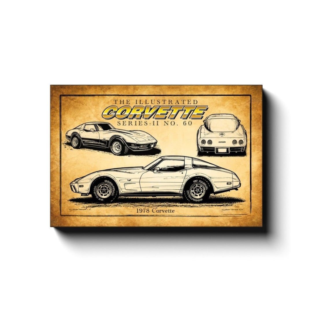 1978 Corvette Canvas Wrap Art Print, 12x18, 16x24 Classic C3 350