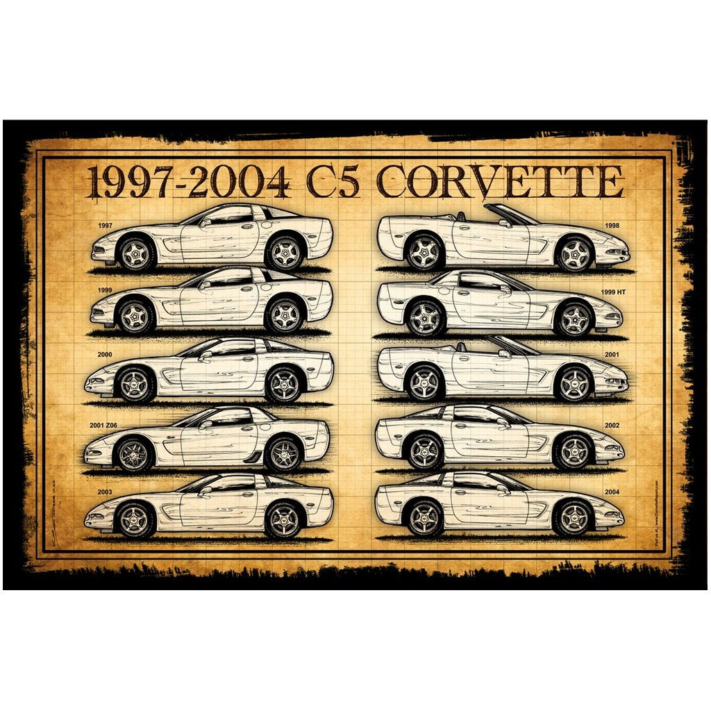 C5 Generation Corvette Canvas Poster Print 12x18 16x24 1997 Etsy