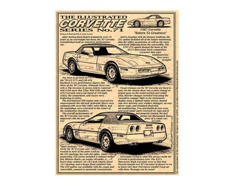 1987 Corvette Convertible Art Print, C4 Corvette,Man Cave Art,Nostalgic Corvette,87 Corvette,1987 Production Convertible,Corvette Art