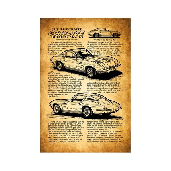 1963 CHEVROLET CORVETTE STINGRAY GICLEE ART PRINT POSTER