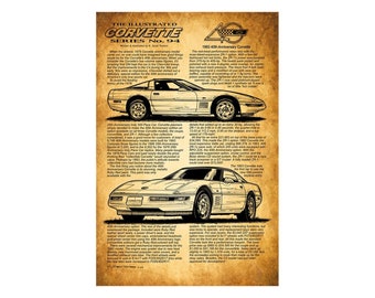 1993 40th 1993 Anniversary Corvette Canvas Poster Art Print, 12x18 & 16x24, C4 Corvette, 1993 Chevrolet Corvette, Man Cave Art, Car Guy Art