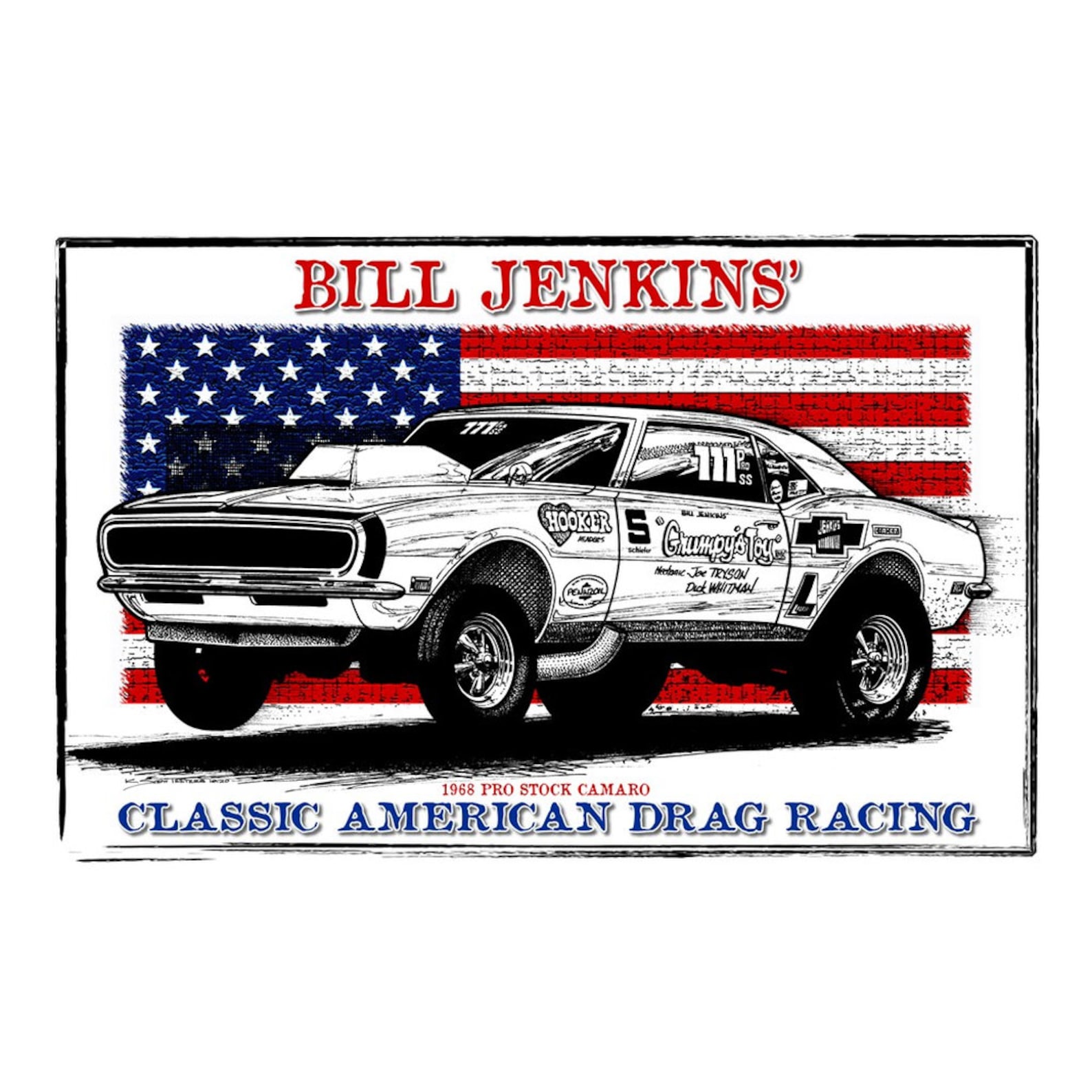Bill Grumpy Jenkins 1968 Pro Stock Camaro Drag Racer Canvas Poster ...