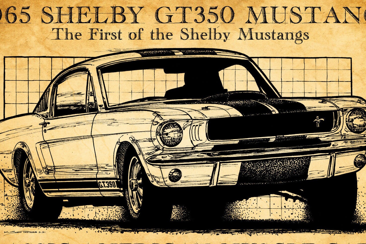 1965 Graphics 1965 Shelby GT350 Canvas Wrap Art Print, Shelby Mustang, Size 12x18 ...