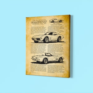 1969 Corvette Canvas Wrap, 12x18 or 16x24, Chevrolet Stingray Story Art, Car Guy Decor Gift, C3 Corvette Sports Car, Chevy, Man Cave Art