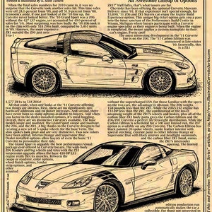 2011 Production Corvette Car Art Print,11 Corvette,C6 Corvette,Man Cave Decor,Nostalgic Corvette,11 Production Corvette, 2011 Corvette Art image 2