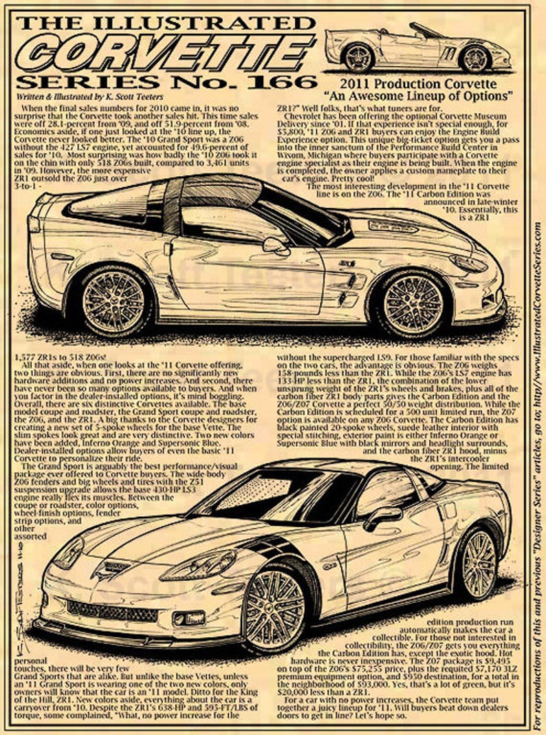 2011 Production Corvette Car Art Print,11 Corvette,C6 Corvette,Man Cave Decor,Nostalgic Corvette,11 Production Corvette, 2011 Corvette Art image 2