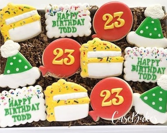 Happy Birthday cookies | Birthday Gifts | Birthday treats | Birthday | Sugar Cookies - 1 Dozen