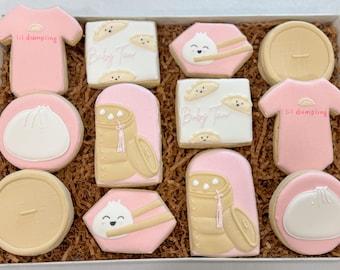 Dumpling Baby Shower Bao Baby shower Steamed Dumplings Lil Dumpling Baby shower Sugar cookies - 1 Dozen