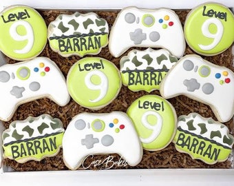 Gamer Themed Birthday Sugar Cookies - 1 Dozen