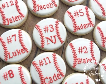 Baseball Cookies - Custom base ball cookie favors - 1 Dozen