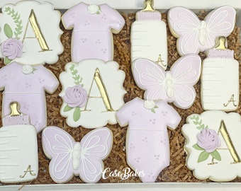 Butterfly baby shower sugar cookies - 1 Dozen