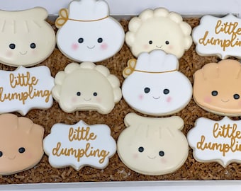 Dumpling Baby Shower Bao Baby shower Steamed Dumplings Lil Dumpling Baby shower assorted dumplings Sugar cookies - 1 Dozen