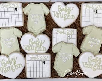 Baby Coming soon Announcement Sugar Cookies - 1 Dozen