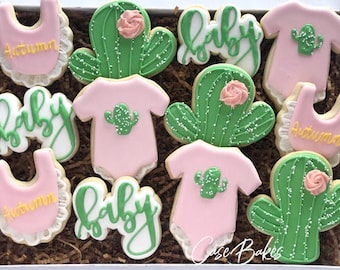 Cactus Cookies | Cactus Baby | Western Baby Shower Cookies | Baby shower Cookies - 1 Dozen