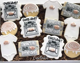 Bun in the oven Announcement Sugar Cookies - 1 Dozen