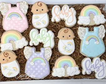 Rainbow Baby Shower or Gift Cookies - 1 Dozen