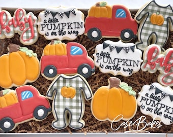 A Little Pumpkin on the way baby shower sugar cookies - 1 Dozen