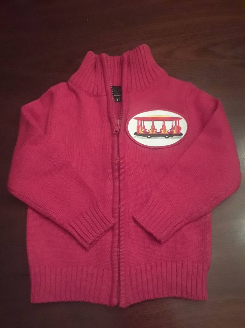 Daniel Tiger Red Trolley Full-Zip Cardigan Sweater image 1