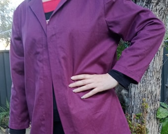 Purple duster jacket. Unisex Gothic steampunk costume Halloween joker willy Wonka lab coat