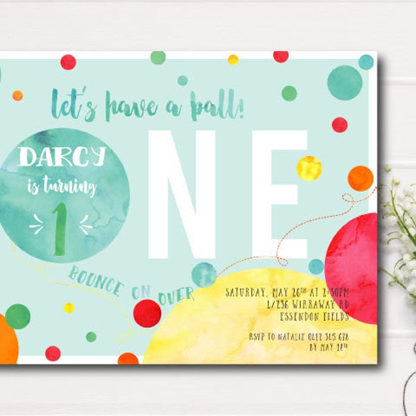 Let's Have A Ball Birthday Invitation, Ball Themed Birthday Invitation, Bouncy Ball Birthday Party Invite, Balls Birthday Printable Invite