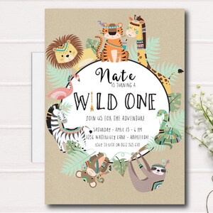 Wild One Birthday Invitation, First Birthday Invitation, Custom Design, 1st Birthday, Digital Printable Invite, Custom Birthday Invitation image 1