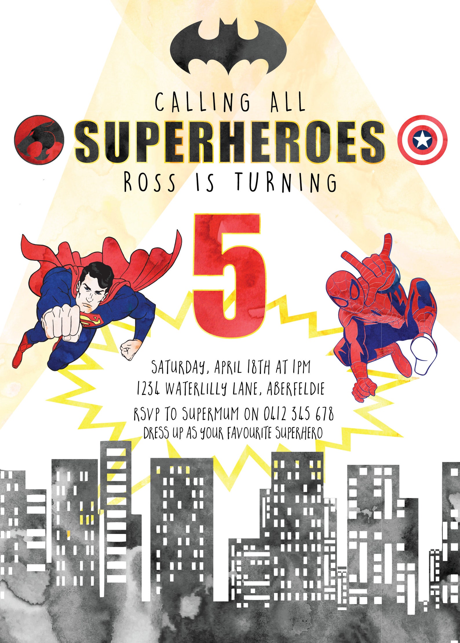 Calling All SUPERHEROES Birthday Invitation Superhero Bday Etsy