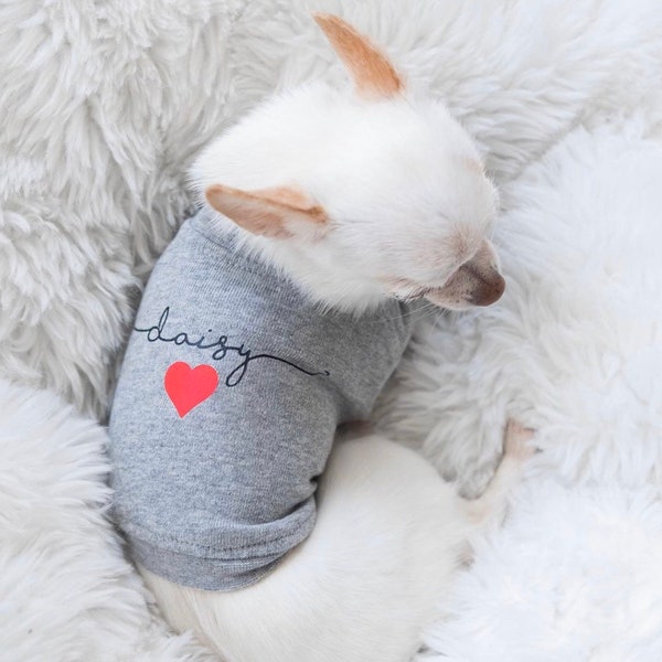 Personalized Dog Shirt || Dog T-Shirt || Custom Dog Clothes || Small Dog || Grey Dog Top || Pet Apparel
