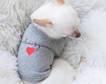 Chemise pour chien personnalisée || T-shirt pour chien || Vêtements pour chien personnalisés || Petit chien || Haut gris pour chien || Vêtements pour animaux de compagnie