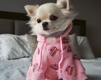 Pink Birthday Cake Slices All Over Pattern Cotton Dog Hoodie