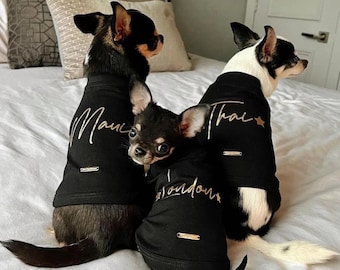 Personalized Black Dog T-Shirt with Metallic Gold Name