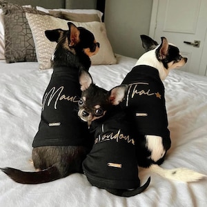 Personalized Black Dog T-Shirt with Metallic Gold Name