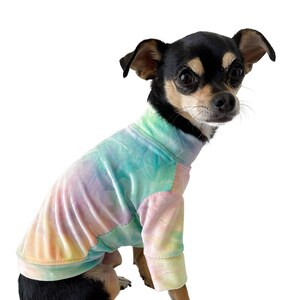 Ropa para perros pequeños / Tie Dye Velour / Ropa para perros / Top elástico para perros / Camisa para perros de manga larga / Ropa linda para perros / Top para mascotas /