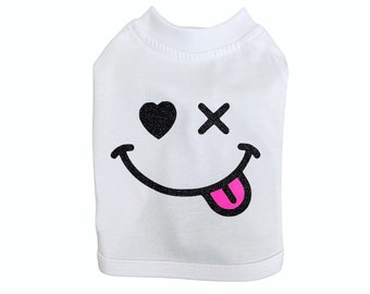 Kleine Hundekleidung | Hundeoberteil | Hunde-Tshirt | Smiley-Gesicht | Hundemode | Sommer-Hundekleidung | Hundeoberteil | Hundeshirt|