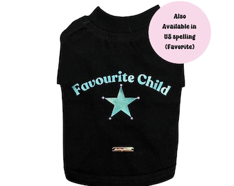 Lieblingskind Hund Baumwoll-T-Shirt mit metallischem Grafikschwarz und Teal
