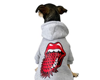 Dog Hoodie | Dog Sweatshirt | Dog Apparel | Rock and Roll | Grey | Pet Clothing |