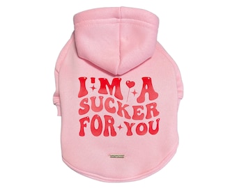 Pink Valentine's Day Dog Hoodie | Pet Top | Red | Lollipop Shirt | Small Dog Clothes |