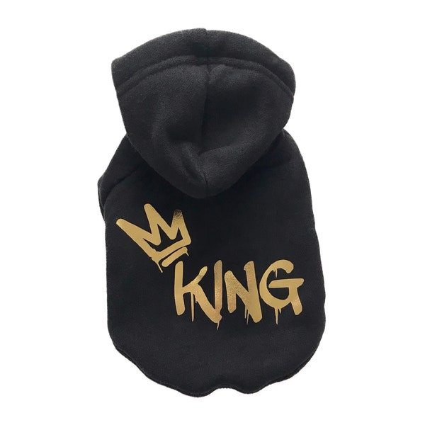 Black Dog Hoodie || Custom Dog Hoodie || Dog Sweater || King Dog Clothes || Black Dog Hoodie || Gold ||