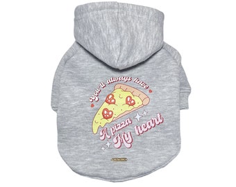 Grey Dog Hoodie | Pizza | Small Dog Clothes | Valentine's Day | Dog Sweater