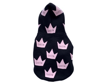 Black Dog Hoodie || Dog Clothes || Black and Pink Dog Clothes || Small Dog Clothes || Dog Apparel || Dog Fashion ||