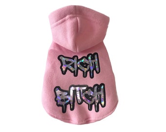 Holografische hondenhoodie || Hondenhoodie || Hondenmode || Roze hondenhoodie || Warme hondentrui || Hondenkleding ||