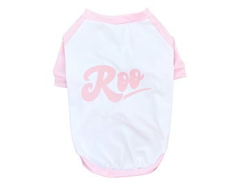 Personalized Pink and White Stretchy Baseball Style Dog Top