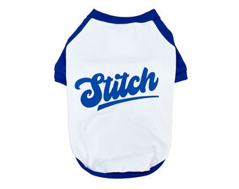 Personalized Blue and White Baseball Style Stretchy Dog Shirt