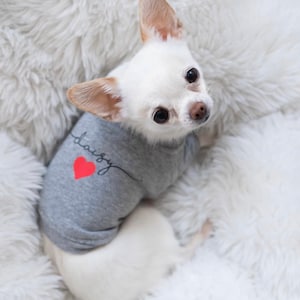 Personalized Dog Shirt Dog T-Shirt Custom Dog Clothes Small Dog Grey Dog Top Pet Apparel image 2