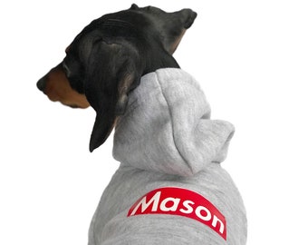 Custom Dog Hoodie || Personalized Dog Hoodie || Grey Dog Hoodie || Pullover Dog Hoodie || Warm Dog Sweater || Dog Clothes ||