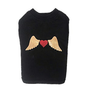 犬用Tシャツ || 小型犬用服 || 春夏用犬用服 || コットン製犬用トップス || かわいい犬用アパレル || 天使の羽 || キラキラ ||
