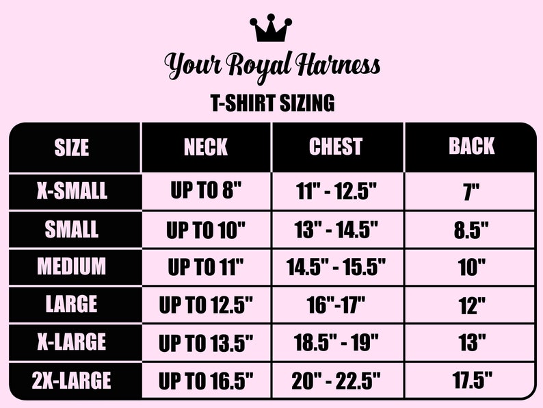 Puede incluir: Un gr&aacute;fico que muestra el tama&ntilde;o de las camisetas para perros. El gr&aacute;fico incluye medidas para el cuello, el pecho y la espalda en pulgadas. Los tama&ntilde;os son XS, S, M, L, XL y 2XL.