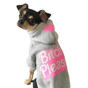 Sweat à capuche gris pour chien || Vêtements pour chien || Pull pour chien || Vêtements pour chien roses || Scintillant || Petit chien