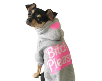 Grey Dog Hoodie || Dog Apparel || Dog Sweater || Pink Dog Clothes || Sparkly || Small Dog