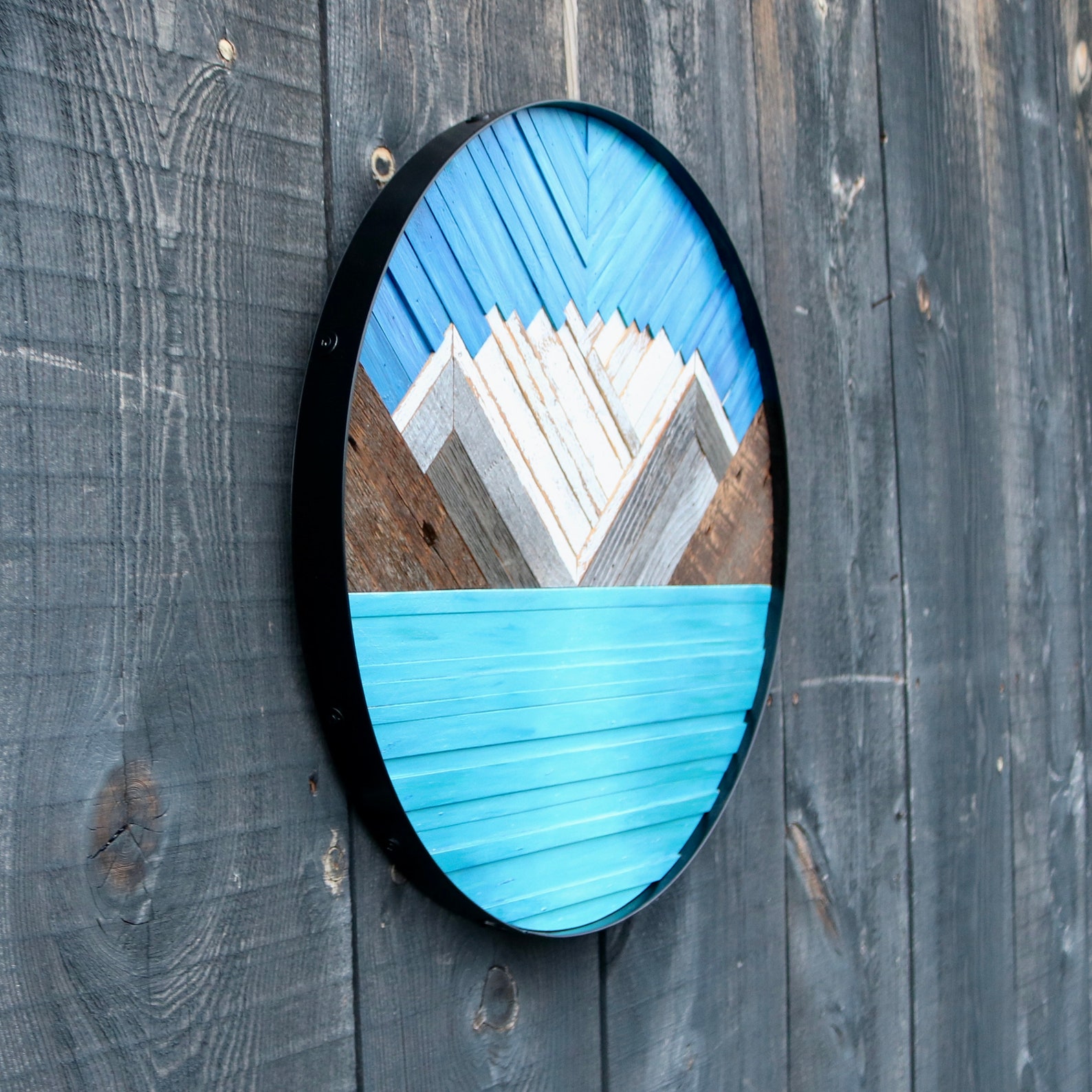 Wood Mountain Art Reclaimed Wood Art Mountain Art Wooden Etsy